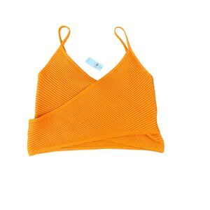 Aerie Women's Orange Ribbed Criss Cross Crop Tank‎ Top Size M